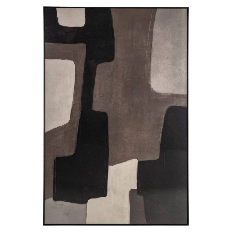 Wall art Mirage brown left handgemaakte abstracte wanddecoratie in beige bruin en zwart