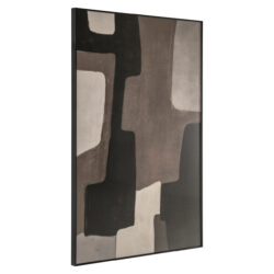 Detail van abstracte grafische compositie wall art Mirage in bruine en beige tinten