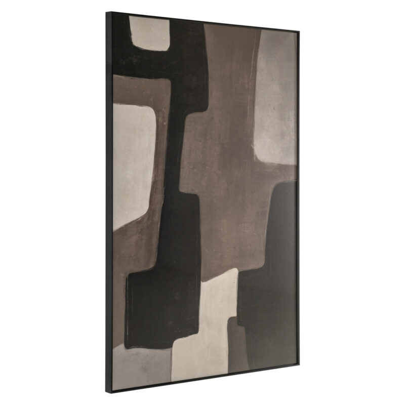 Detail van abstracte grafische compositie wall art Mirage in bruine en beige tinten