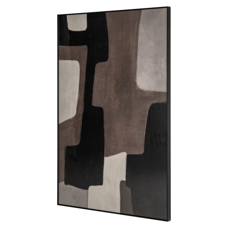 Close-up textuur handgemaakt papier wall art Mirage brown left met sterke contrasten