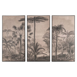 Handgemaakte wanddecoratie Rhapsody set van drie jute panelen in bruin en zwart