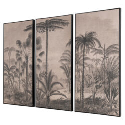 Close-up van artistieke bruine en zwarte patronen op jute wall art Rhapsody