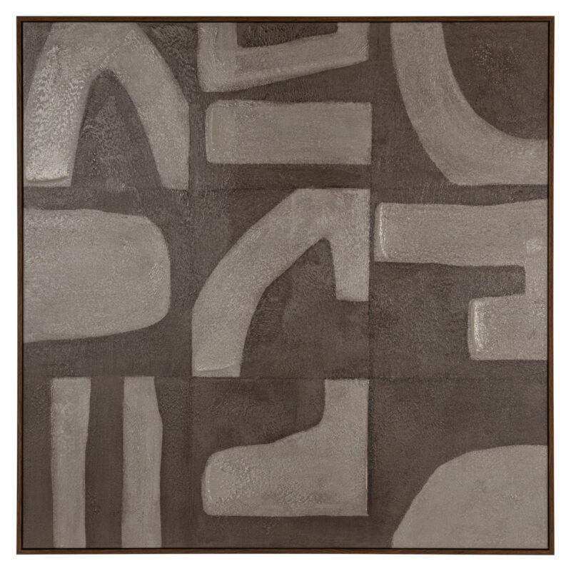 Wall art Zenith sand left handgemaakt canvas in sandstone met abstracte vormen