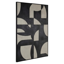 Detailansicht der Wanddekoration „Splendor Black“ mit schwarz-beiger Struktur auf Leinwand