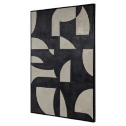 Nahaufnahme abstrakter grafischer Formen als Wandbild „Splendor“ in Schwarz und Beige