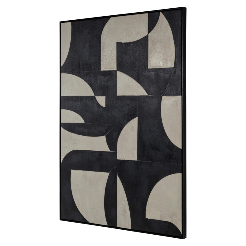 Nahaufnahme abstrakter grafischer Formen als Wandbild „Splendor“ in Schwarz und Beige