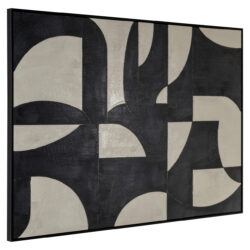 Seitenansicht der handgefertigten Leinwand-Wanddekoration „Splendor Black“ mit Strukturdetail