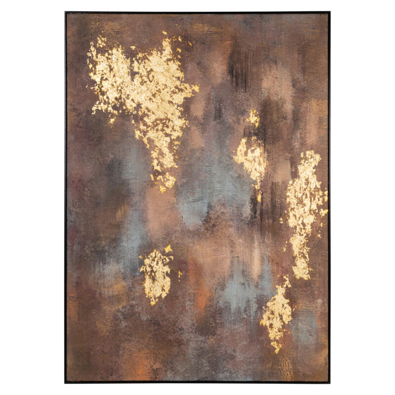 Wanddecoratie Golden Gleam, mixed media, goud, bruin, handgemaakt