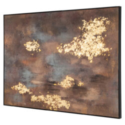 Detail bruine accenten op wanddecoratie Golden Gleam
