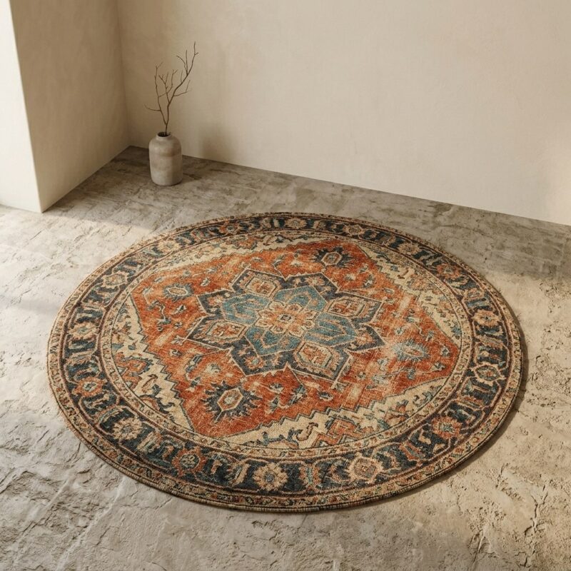 Vloerkleed Karpet Acampo 2626 240rond, wabi-sabi sfeer
