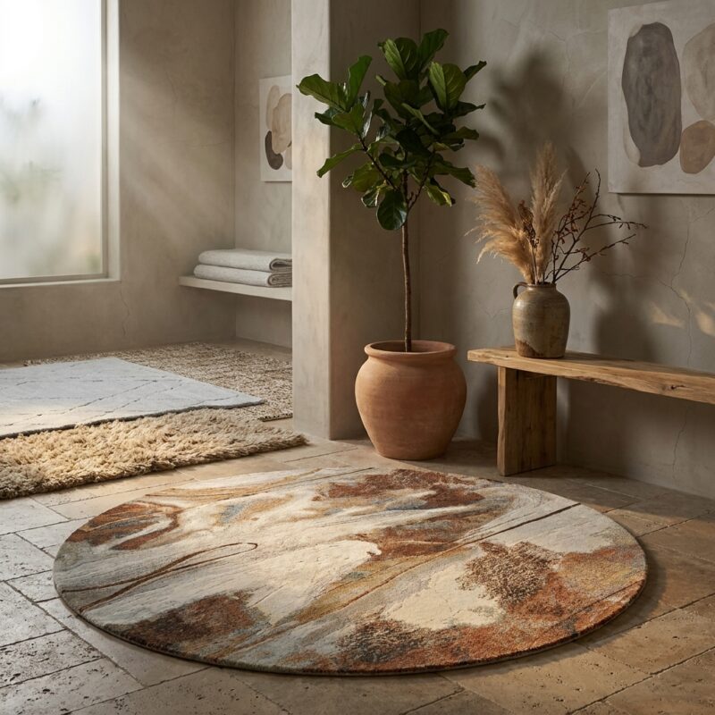 Vloerkleed Karpet Acampo 7270 200rond, ronde karpet