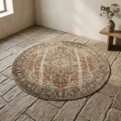 Vloerkleed Karpet Acampo 7270 200rond, wabi-sabi sfeer