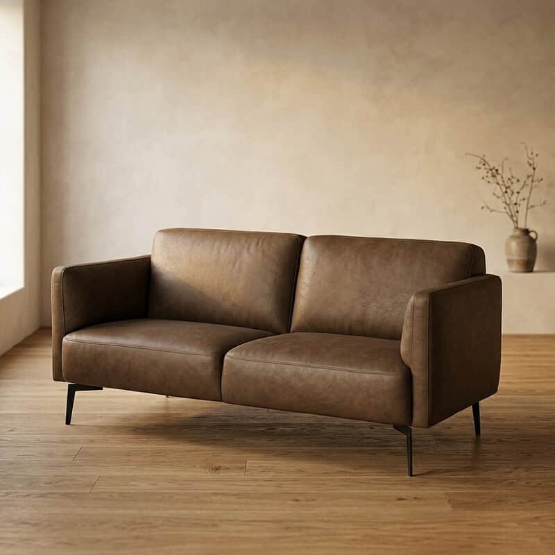 Ein stilvolles Ledersofa von Mokana Meubelen, perfekt für ein modernes Wohnzimmer. Hergestellt aus hochwertigen Materialien mit einem klaren und zeitlosen Design.