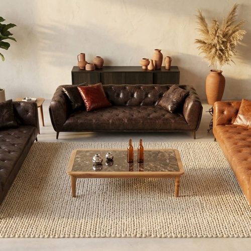 Bank Chesterfield Capetown Africa Leder, van Zitform, sfeerimpressie