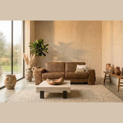 Sofa „Veneto Africa“ aus Leder, von Meubelindustrie Het Anker, im Wabi-Sabi-Stil