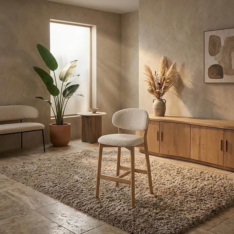 Der stilvolle Barhocker Mikky in Natur und Beige – perfekt für einen modernen Einrichtungsstil. Aus hochwertigen Materialien gefertigt, bequem und langlebig.