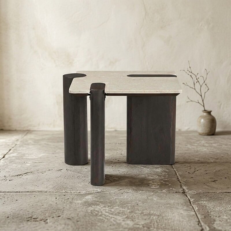 Mokana Meubelen - Modern Bijzettafel in Natuurlijke Stijl Bijzettafel van Mokana Meubelen met een uniek ontwerp en natuurlijke afwerking, perfect voor een moderne en stijlvolle interieur.