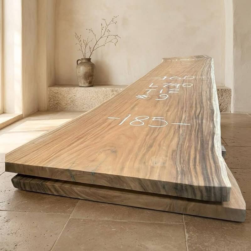 Natuurlijke houten salontafel met uniek, rustiek ontwerp en afwerking, perfect voor moderne en landelijke interieurs.