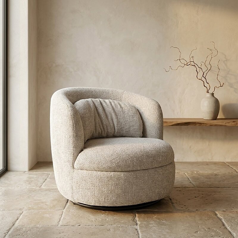 Luxe beige fauteuil met zachte bekleding, perfect voor een stijlvolle en gezellige woonkamer. Gemaakt door Mokana Meubelen, ideaal voor comfort en design.