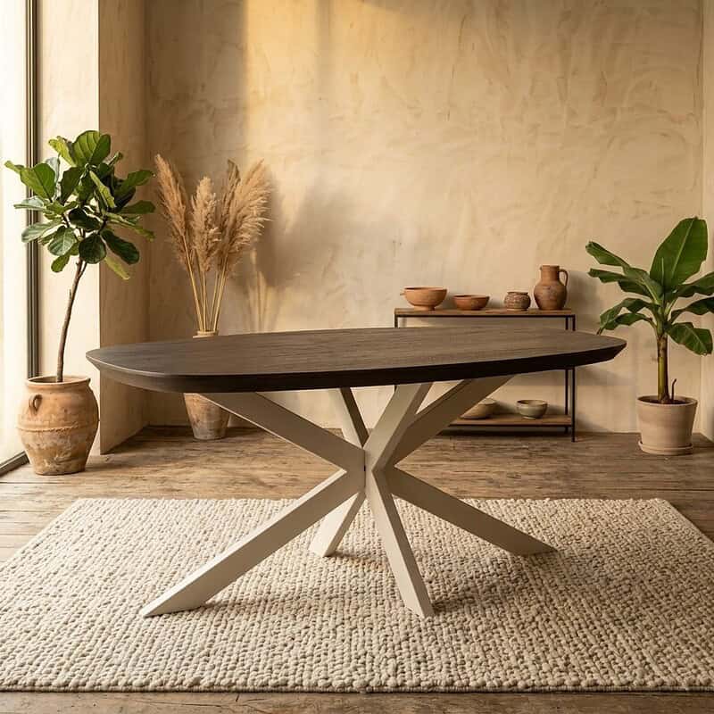 Deens ovale eettafel Madison Bruin Poot Zand Mangohout 160 cm, hoofdfoto