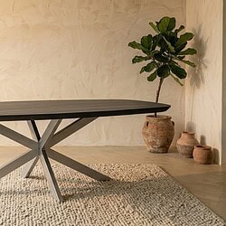 Deens ovale eettafel Madison Bruin Poot Zand Mangohout 280 cm, hoofdfoto