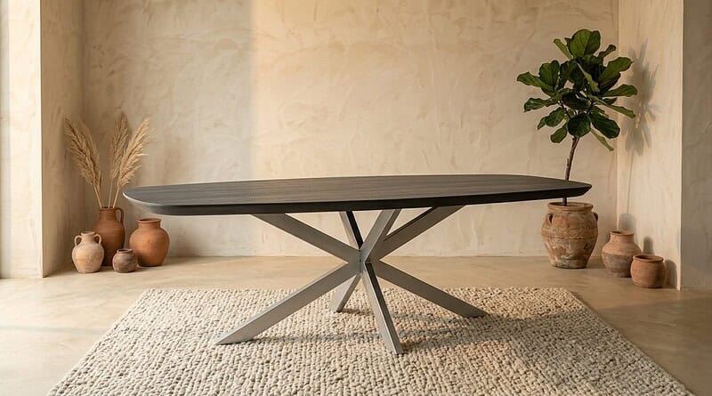 Deens ovale eettafel Madison Bruin Poot Zand Mangohout 280 cm, hoofdfoto