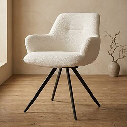 Moderner Holzstuhl mit weichem, weißem Bezug und schwarzen Beinen – perfekt für ein modernes Wohnzimmer oder einen Büroraum.