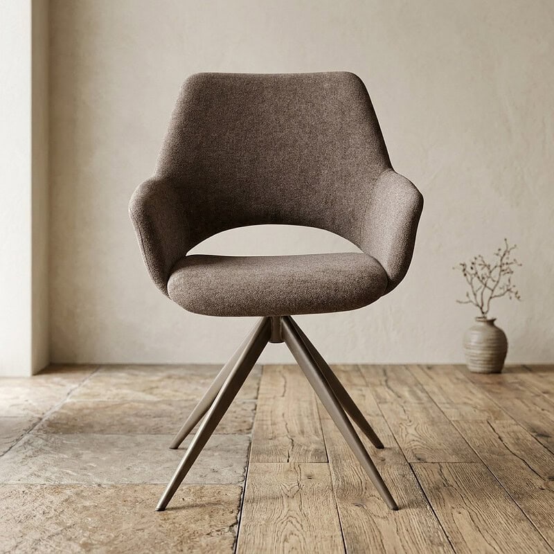 Moderne stoffen fauteuil met comfortabele zitting en houten poten, perfect voor woonkamer of kantoor. Elegant en stijlvol design, ideaal voor een moderne interieurstijl.