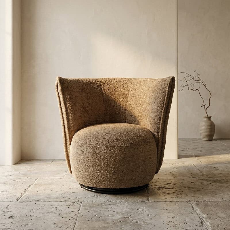 Luxe houten fauteuil met zachte bekleding, perfect voor een modern interieur. Gemaakt van hoogwaardig hout en comfortabel textiel, ideaal voor ontspanning en stijl.