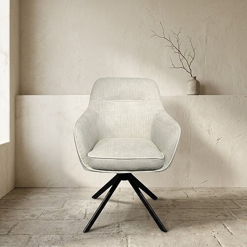 Moderne witte lounge stoel met zwart onderstel, perfect voor een stijlvolle en comfortabele zithoek in elk interieur.
