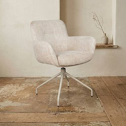 Moderne stoffen zitstoel met metalen onderstel, perfect voor een stijlvolle en comfortabele zithoek in huis of kantoor.