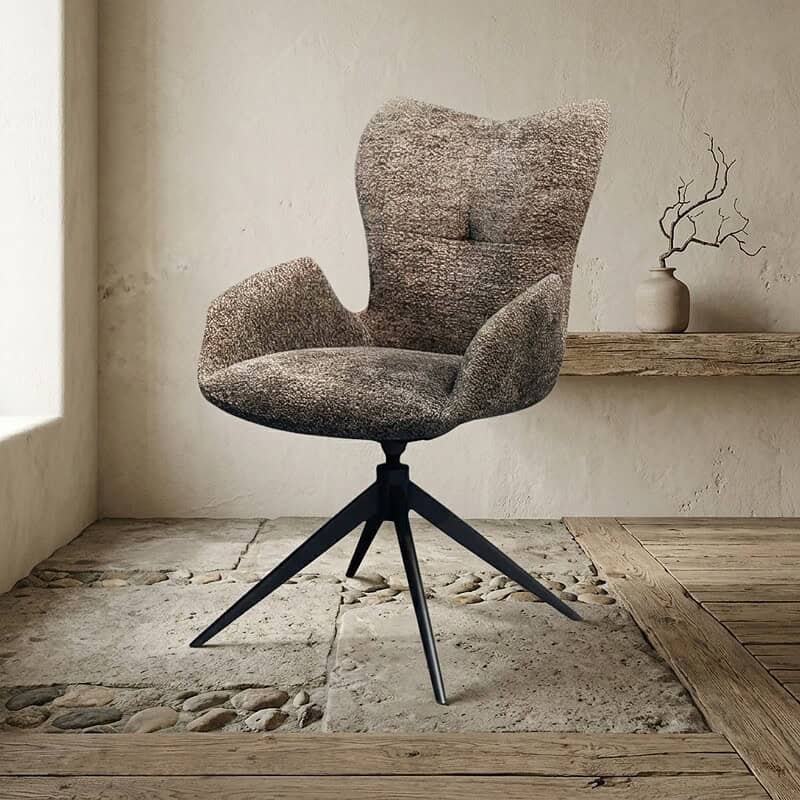Comfortabele stoffen bureaustoel met draaibasis, ideaal voor kantoor en thuiswerkplekken, met ergonomisch ontwerp en stijlvolle uitstraling.