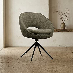 Comfortabele grijze lounge stoel met ronde rugleuning en zwarte metalen poot, ideaal voor moderne woonkamers en kantoorruimtes.