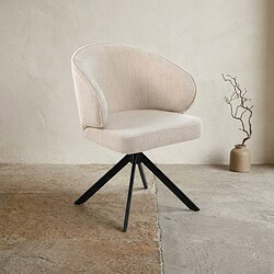 Moderne beige lounge stoel met zwarte houten poten, perfect voor een eigentijdse woonkamer of kantoor.