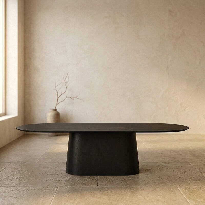 Schlichter schwarzer Couchtisch im minimalistischen Design, perfekt für ein modernes Wohnzimmer. Hergestellt aus hochwertigen Materialien für Langlebigkeit und Stil.