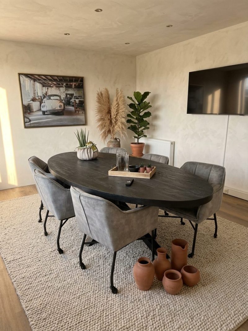 Eettafel ovaal zwart, van Mokana Furniture, sfeerimpressie