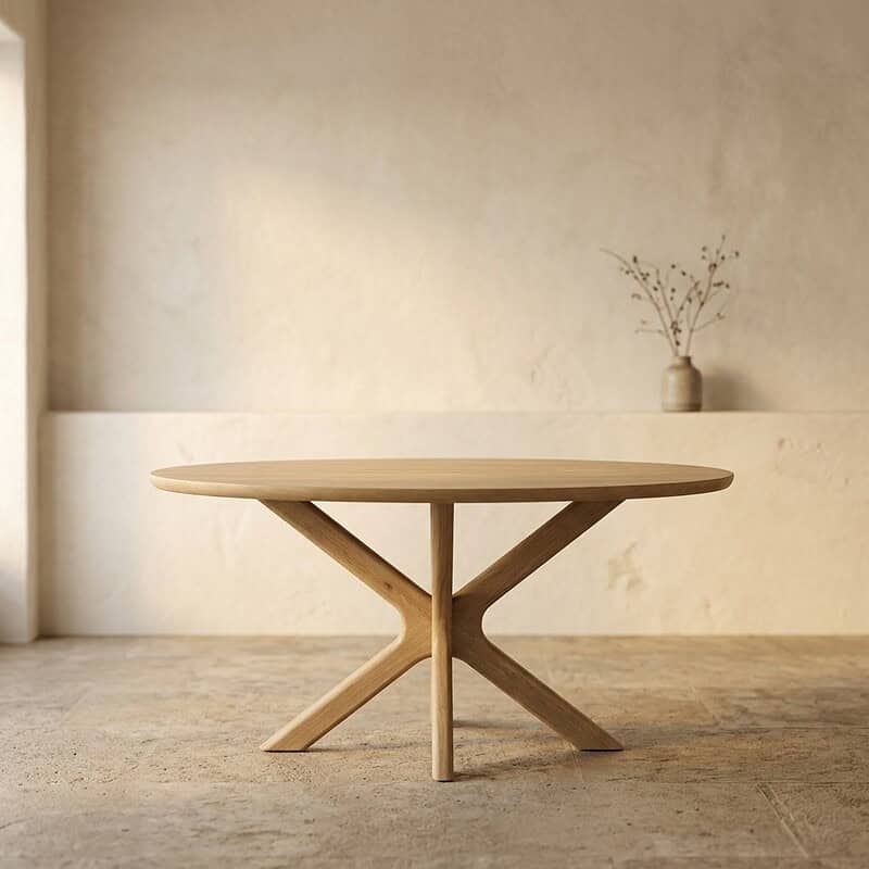 Moderner Esstisch aus Massivholz mit einzigartigem Design, perfekt für ein stilvolles Esszimmer. Hergestellt aus hochwertigem Holz, bietet er Langlebigkeit und Eleganz für jedes Zuhause.