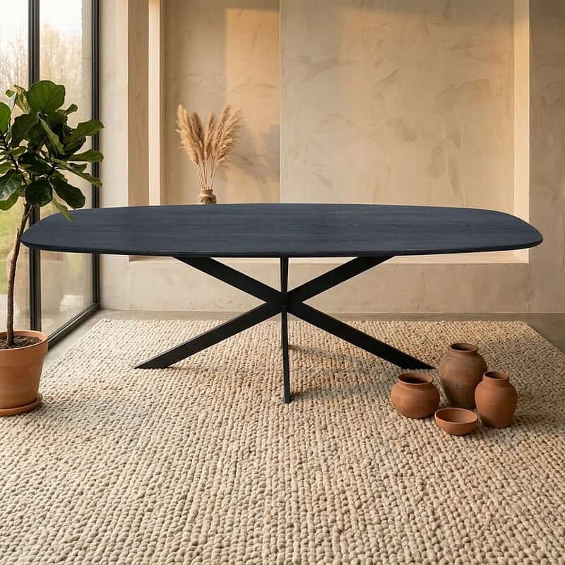 Eiken eettafel Ferris | Deens Ovaal 200 cm | Zwart, hoofdfoto