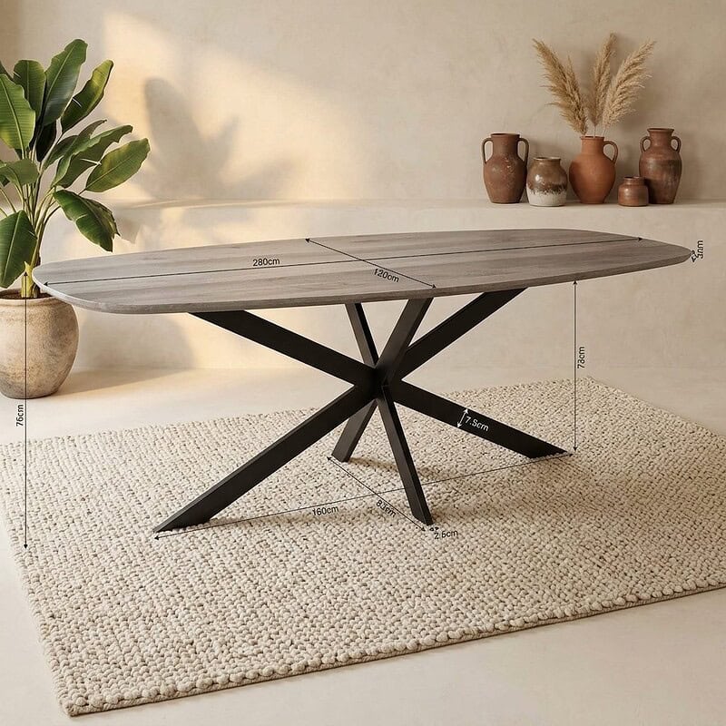 Eiken eettafel Ferris | Deens Ovaal 280 cm | Naturel, hoofdfoto