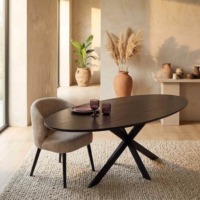 Eiken eettafel Ferris | Ovaal 180 cm | Zwart, hoofdfoto