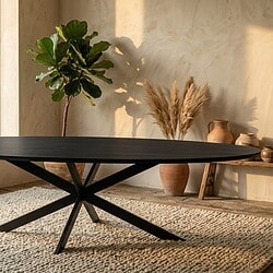Eiken eettafel Ferris | Ovaal 210 cm | Zwart, hoofdfoto