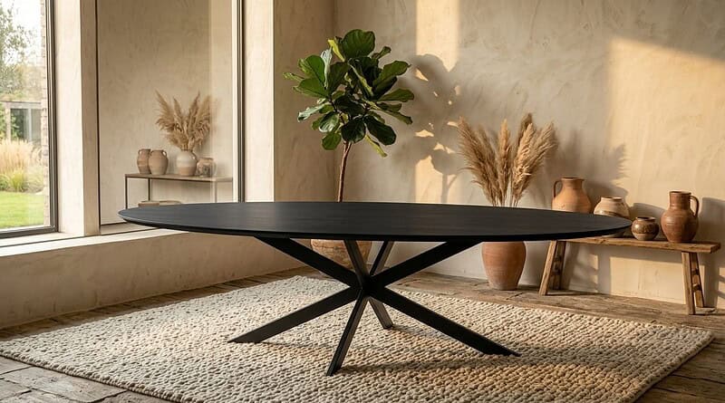 Eiken eettafel Ferris | Ovaal 210 cm | Zwart, hoofdfoto