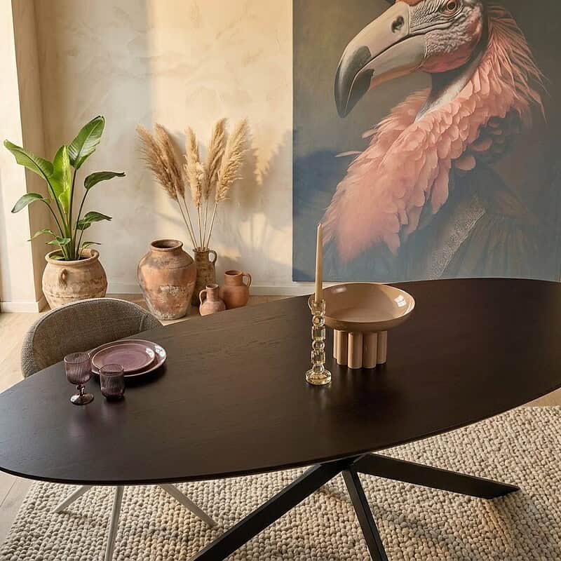Eiken eettafel Ferris | Ovaal 240 cm | Zwart, hoofdfoto