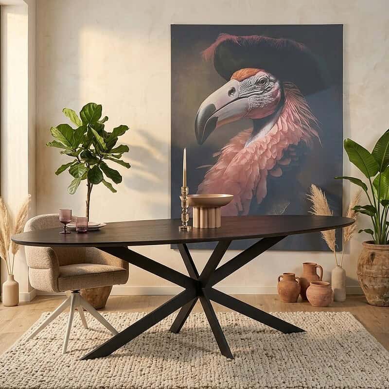 Eiken eettafel Ferris | Ovaal 280 cm | Zwart, hoofdfoto