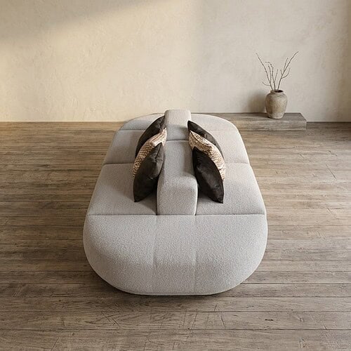 Mokana Meubelen - Moderne Zitzak met Kussens Moderne, comfortabele zitzak met kussens, perfect voor een stijlvolle woonkamer of lounge, ontworpen door Mokana Meubelen.