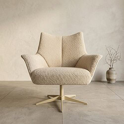 Bank fauteuil met zachte, wollige bekleding en moderne uitstraling, perfect voor een gezellige woonkamer. Gemaakt van hoogwaardige materialen voor comfort en duurzaamheid.