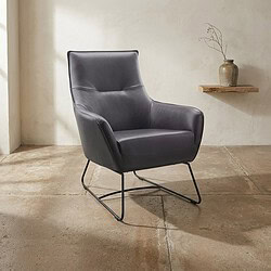 Moderne zwarte lounge fauteuil van Mokana meubelen met metalen frame, comfortabel en stijlvol, perfect voor woonkamer of kantoor.