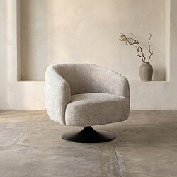 Moderne stoffen fauteuil met draaibaar onderstel, perfect voor een eigentijdse woonkamer of kantoorruimte, ontworpen door Mokana Meubelen.