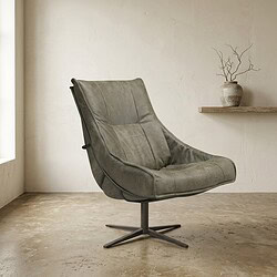 Mokana Lounge Chair Moderner Mokana-Lounge-Sessel aus grauem Leder, perfekt für eine stilvolle und bequeme Sitzecke.