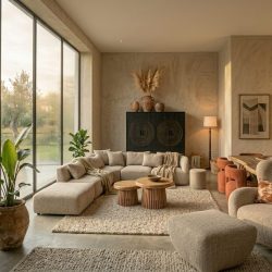 Fauteuil Nila bruin - beige Vanu, van Eleonora, sfeerimpressie